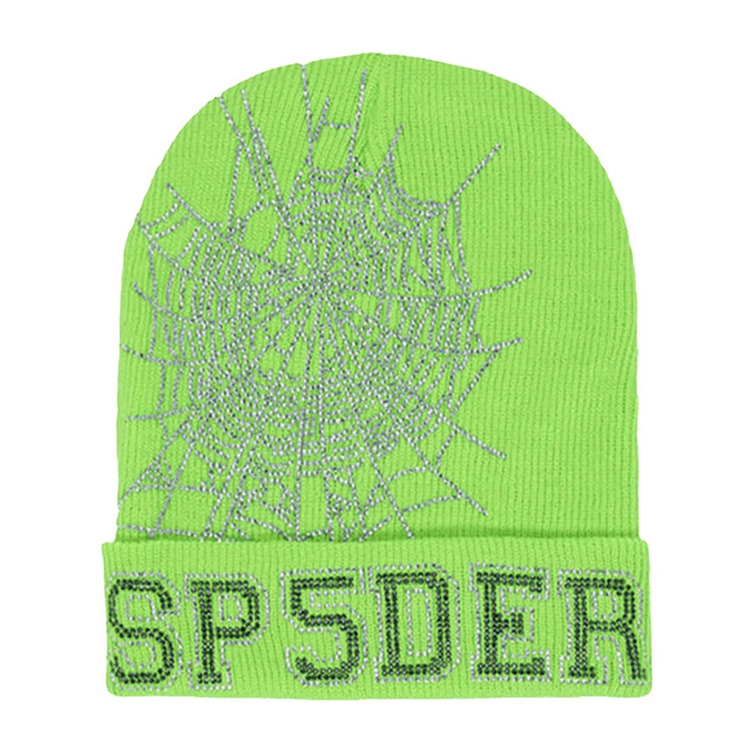 Sp5der Web Rhinestone Beanie Green by Sp5der - NWAHYPE No.1 for streetwear Beanies in USA