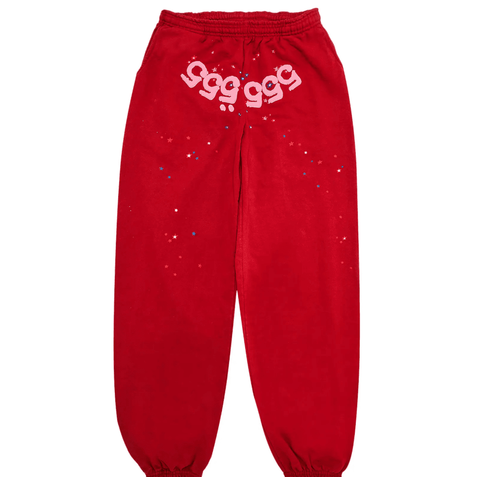 Sp5der Worldwide 555 Angel Sweatpants Red by Sp5der - NWAHype 1 for streetwear Pants in USA