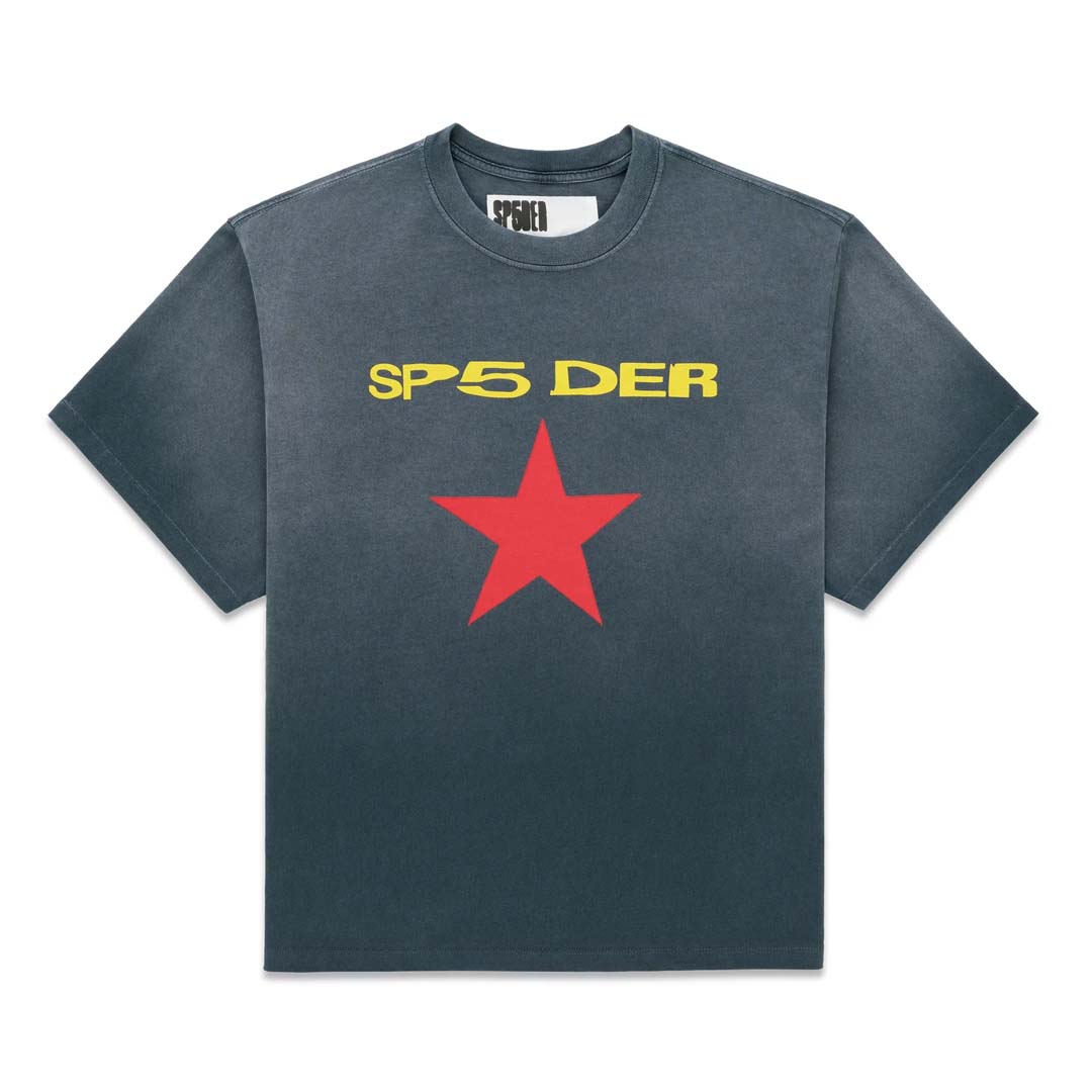 Sp5der Worldwide Five Point Tee Faded Black by Sp5der - NWAHYPE No.1 for streetwear T-Shirts in USA