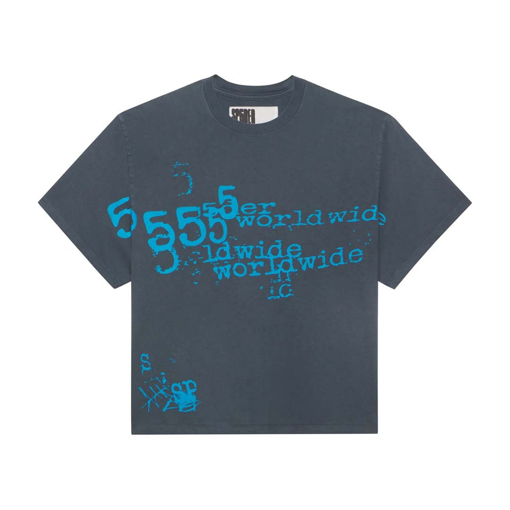 Sp5der Worldwide Stutter Tee Slate Grey Blue by Sp5der - NWAHYPE No.1 for streetwear T-Shirts in USA