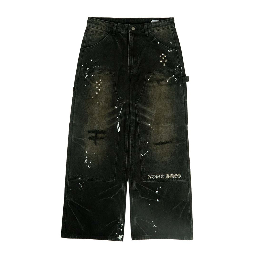Stile de Amor 1950s Splatter Denim Black Pants by Stile de Amor - NWAHYPE No.1 for streetwear Pants in USA