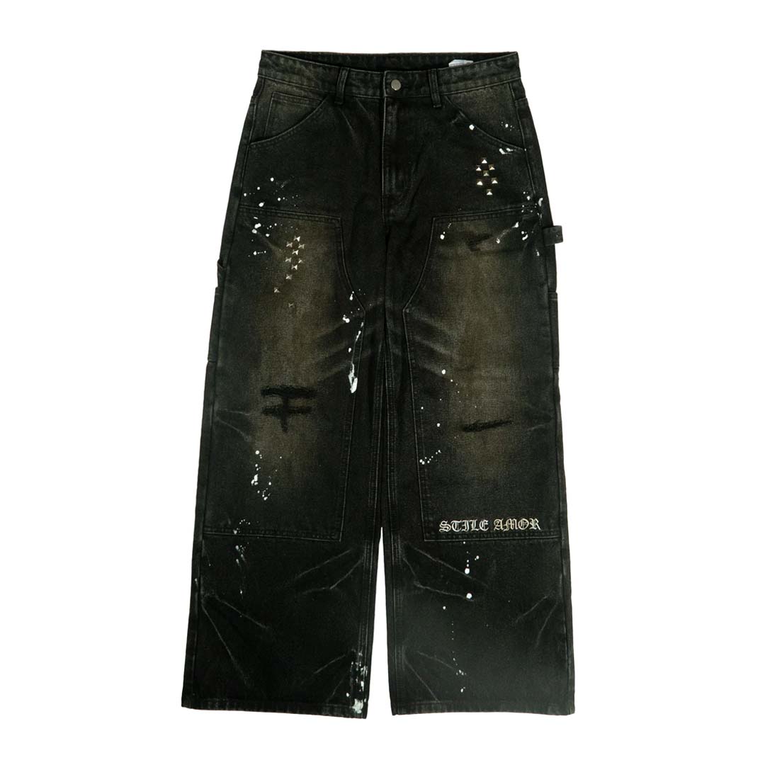 Stile de Amor 1950s Splatter Denim Black Pants by Stile de Amor - NWAHYPE No.1 for streetwear Pants in USA