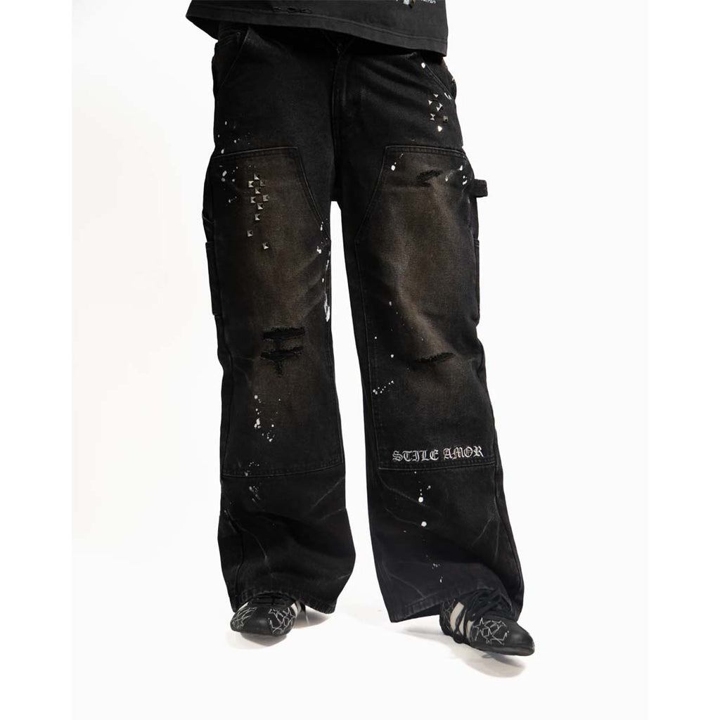 Stile de Amor 1950s Splatter Denim Black Pants by Stile de Amor - NWAHYPE No.1 for streetwear Pants in USA