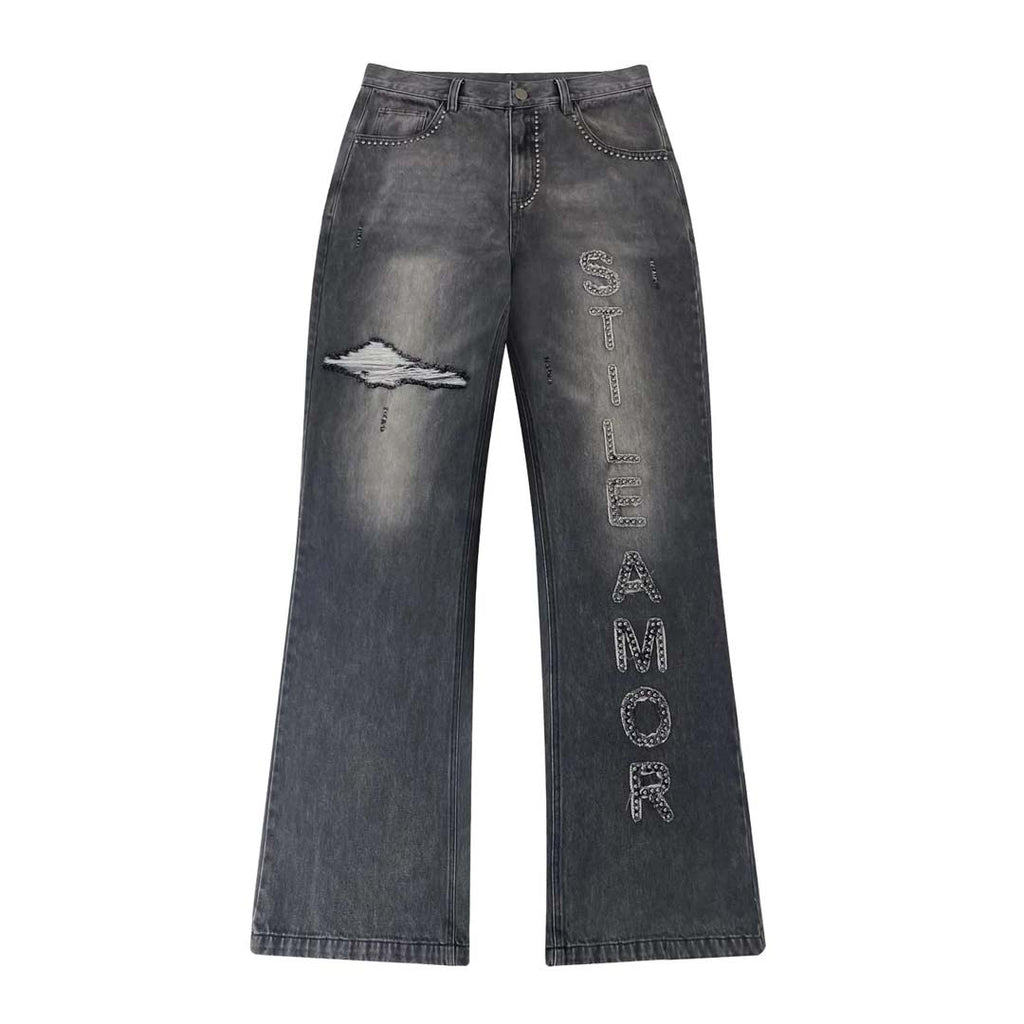 Stile de Amor Borchie Denim Grey Pants by Stile de Amor - NWAHYPE No.1 for streetwear Pants in USA