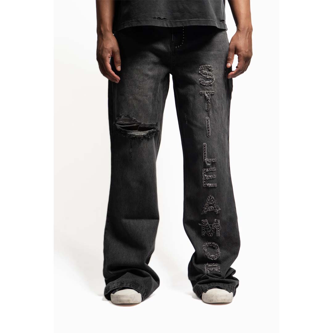 Stile de Amor Borchie Denim Grey Pants by Stile de Amor - NWAHYPE No.1 for streetwear Pants in USA