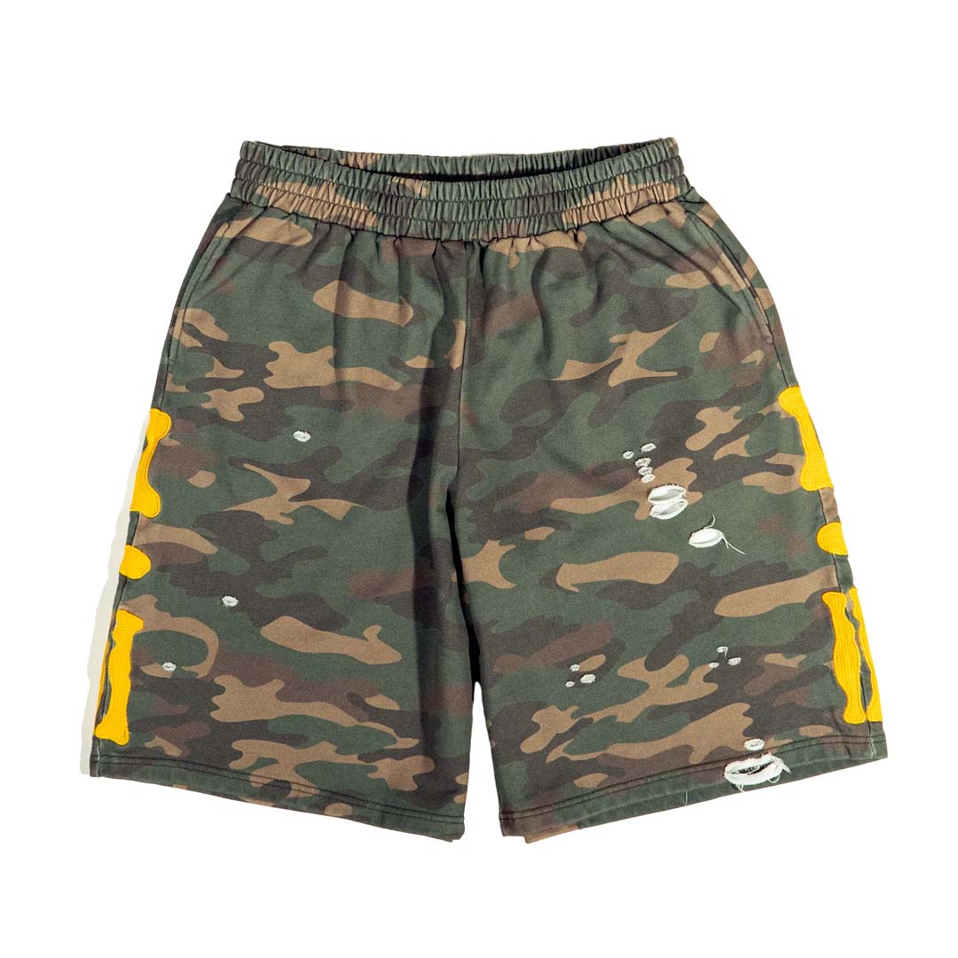 Stile de Amor Camo Bone Shorts Green Yellow by Stile de Amor - NWAHYPE No.1 for streetwear Shorts in USA