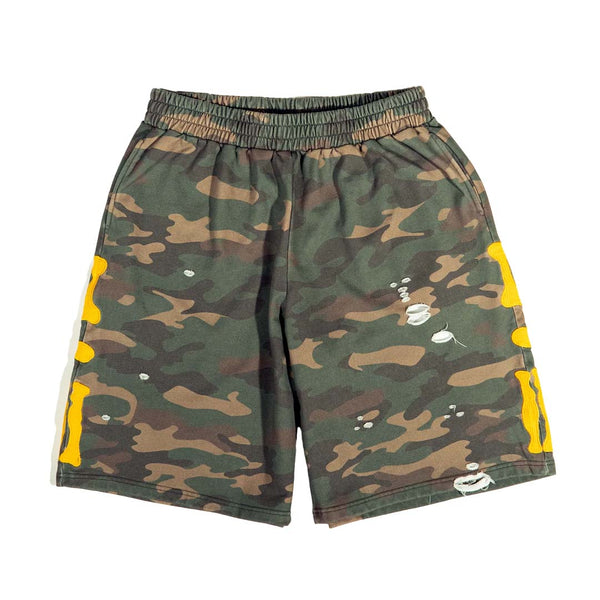 Stile de Amor Camo Bone Shorts Green Yellow by Stile de Amor - NWAHYPE No.1 for streetwear Shorts in USA