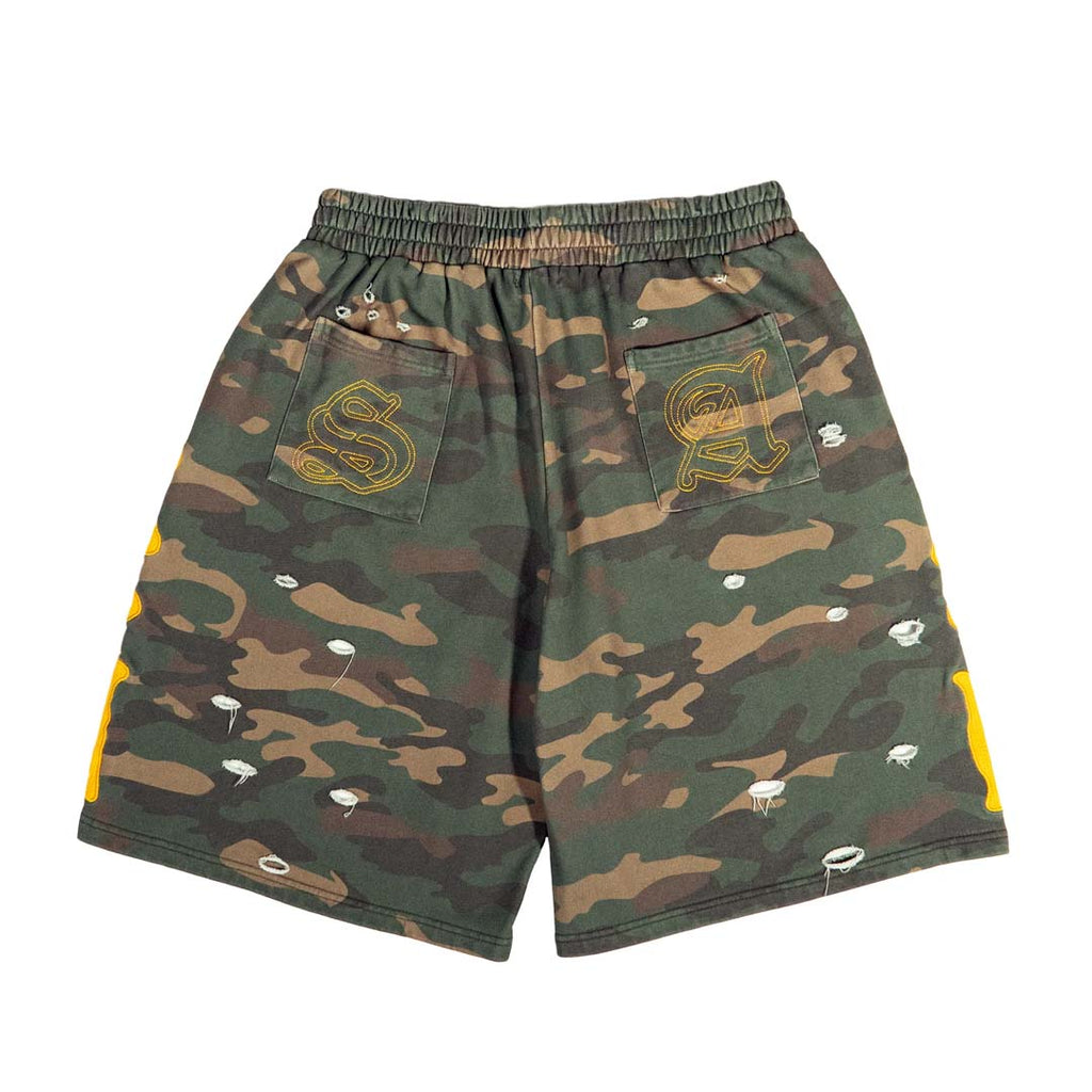 Stile de Amor Camo Bone Shorts Green Yellow by Stile de Amor - NWAHYPE No.1 for streetwear Shorts in USA