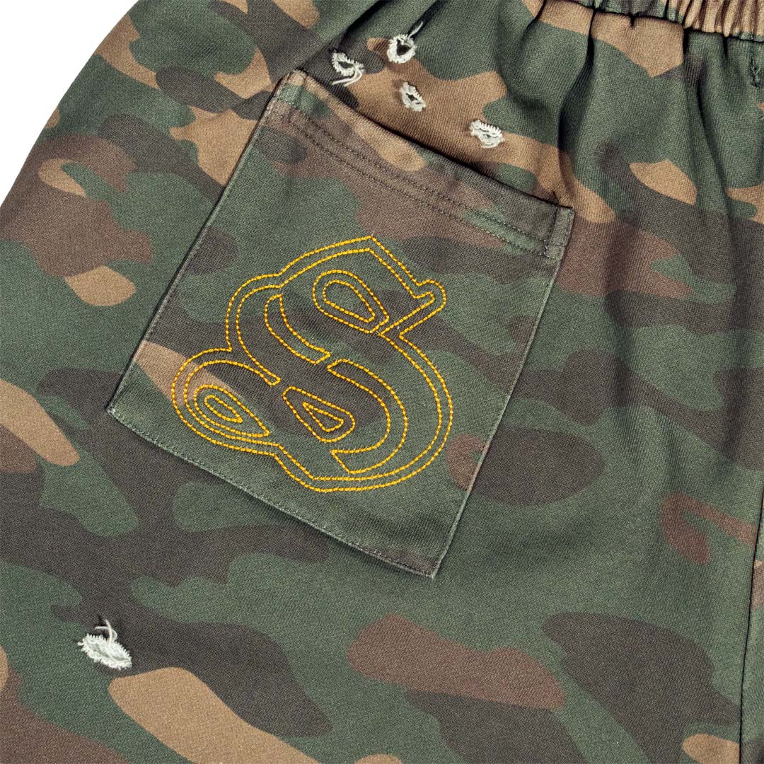 Stile de Amor Camo Bone Shorts Green Yellow by Stile de Amor - NWAHYPE No.1 for streetwear Shorts in USA