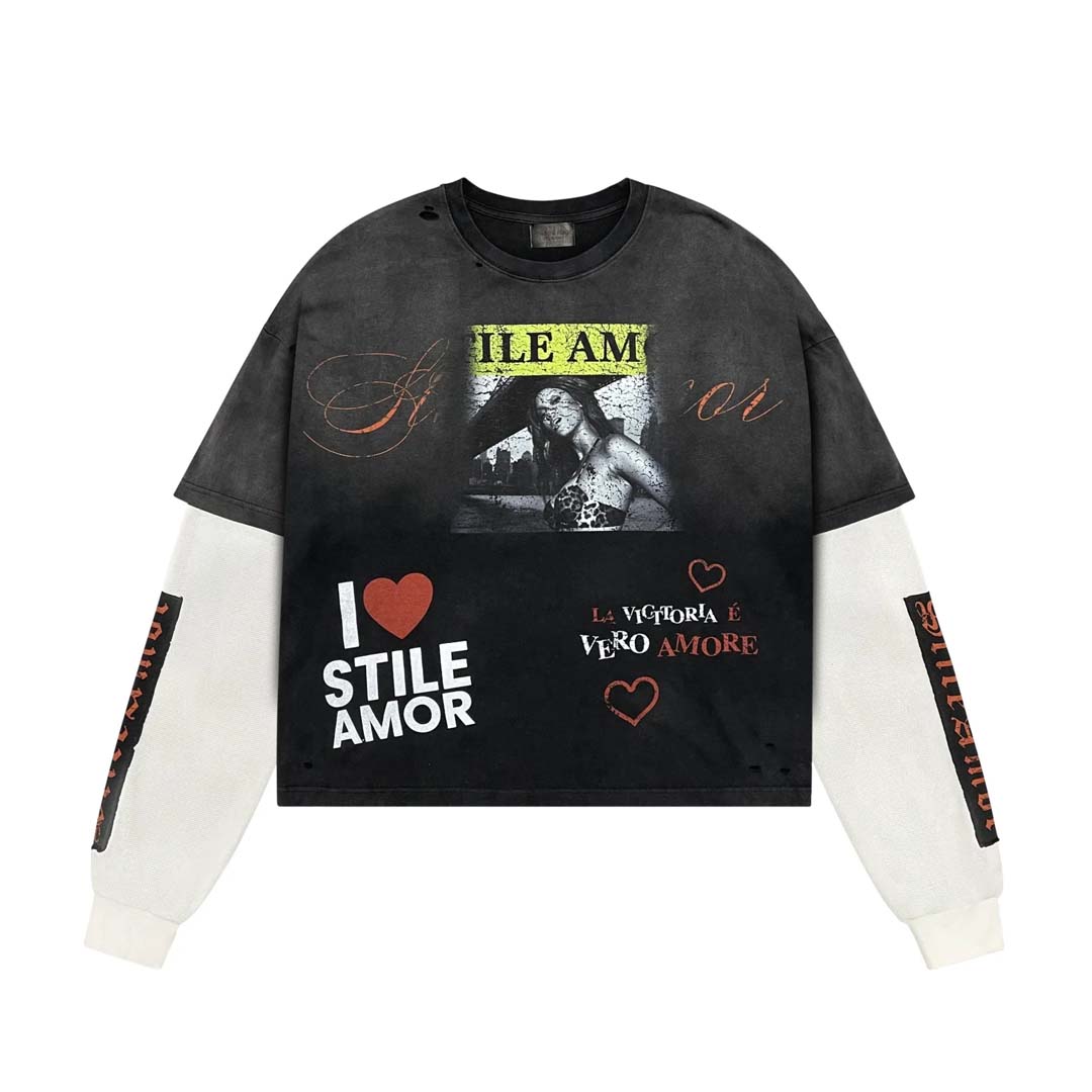 Stile de Amor La Victorial Long Sleeve Tee Faded Black by Stile de Amor - NWAHYPE No.1 for streetwear T-Shirts in USA