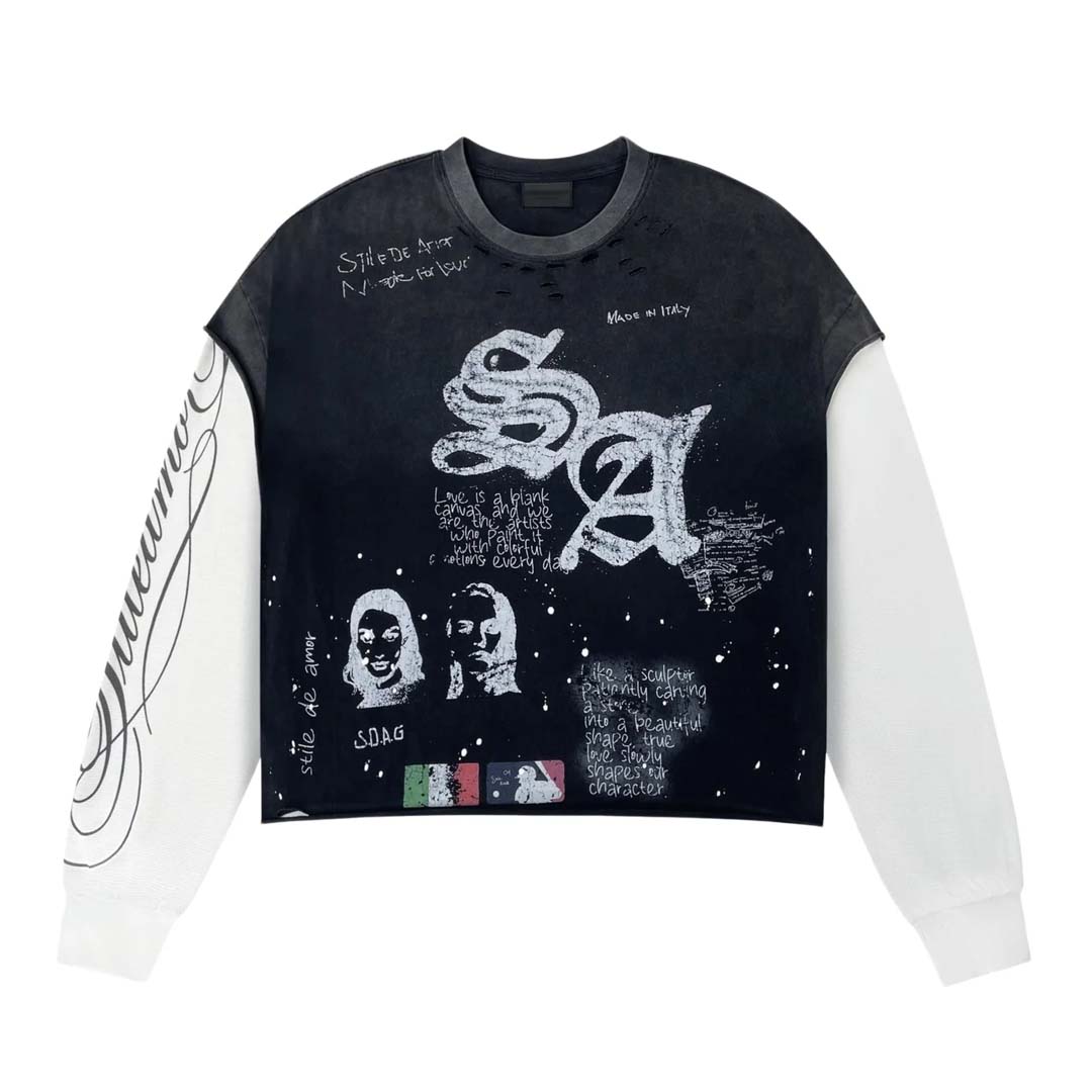 Stile de Amor Sqaudra Long Sleeve Tee Faded Black by Stile de Amor - NWAHYPE No.1 for streetwear T-Shirts in USA