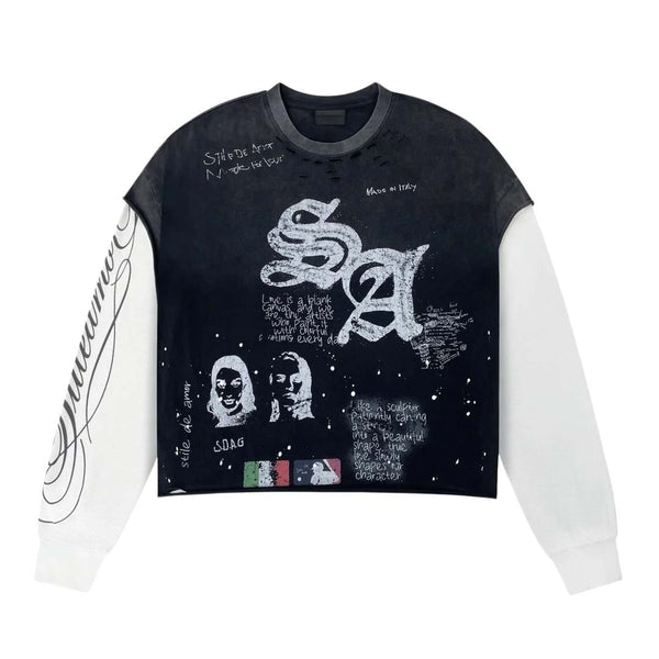 Stile de Amor Sqaudra Long Sleeve Tee Faded Black by Stile de Amor - NWAHYPE No.1 for streetwear T-Shirts in USA