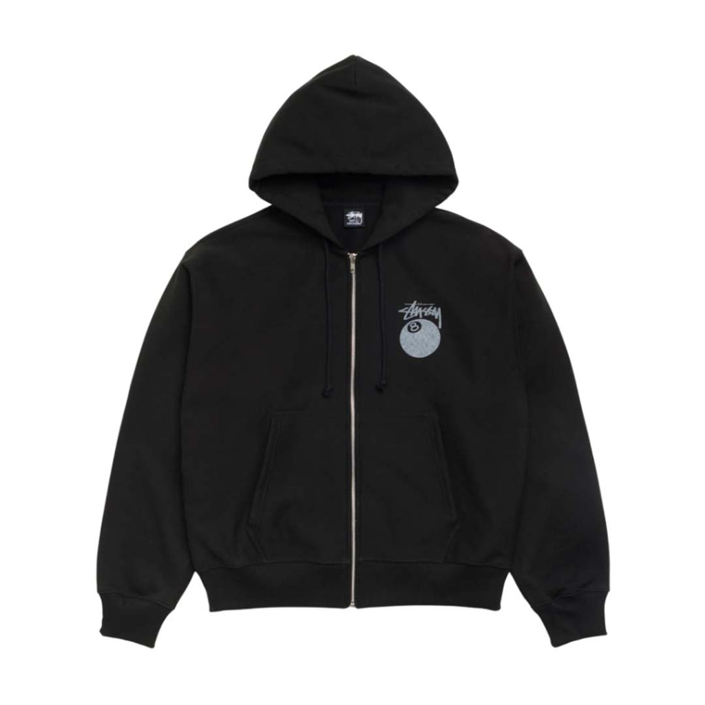 Stussy 8 Ball Zip Up Hoodie Black by Stussy - NWAHYPE No.1 for streetwear Hoodies in USA