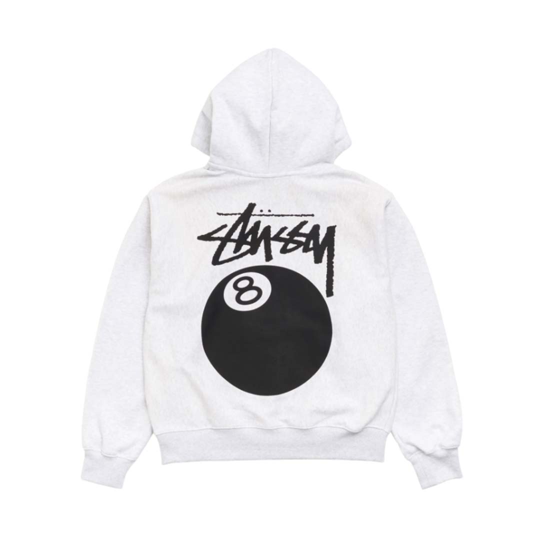 Stussy 8 Ball Zip Up Hoodie Grey by Stussy - NWAHYPE No.1 for streetwear Hoodies in USA