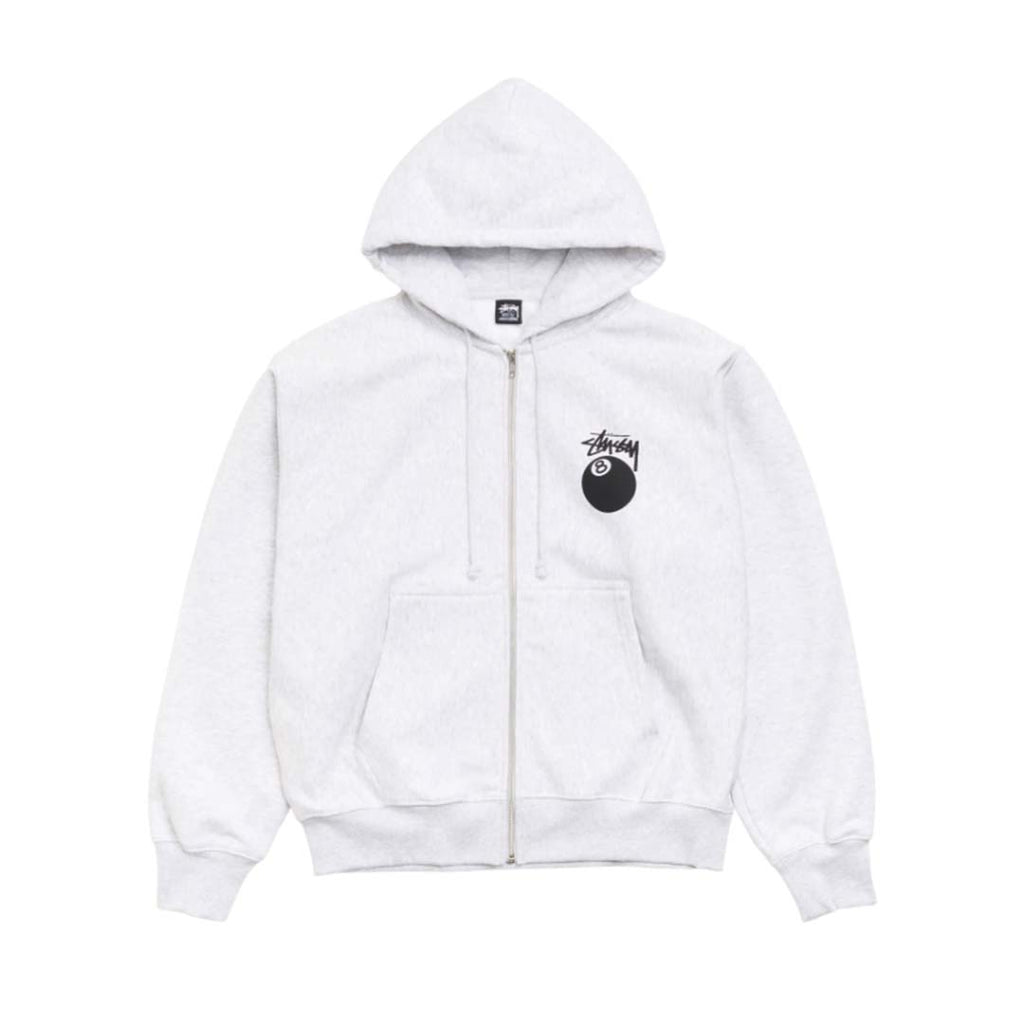 Stussy 8 Ball Zip Up Hoodie Grey by Stussy - NWAHYPE No.1 for streetwear Hoodies in USA