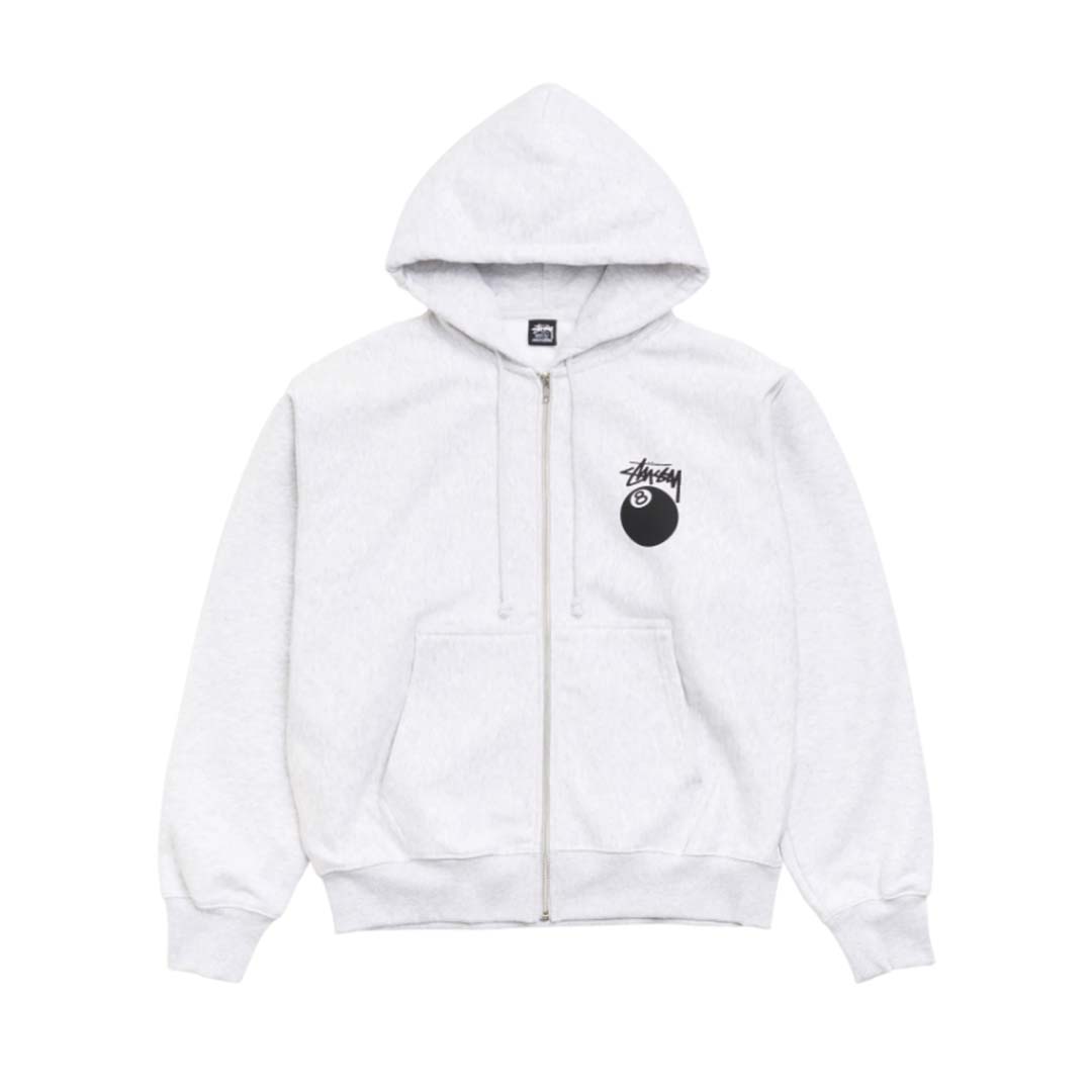 Stussy 8 Ball Zip Up Hoodie Grey by Stussy - NWAHYPE No.1 for streetwear Hoodies in USA