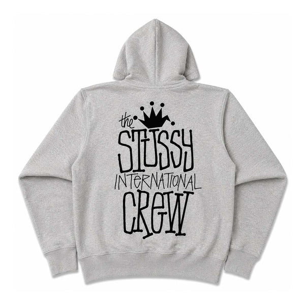 Stussy Ash Heather Grey Crown International Zip Up Hoodie by Stussy - NWAHYPE No.1 for streetwear Hoodies in USA