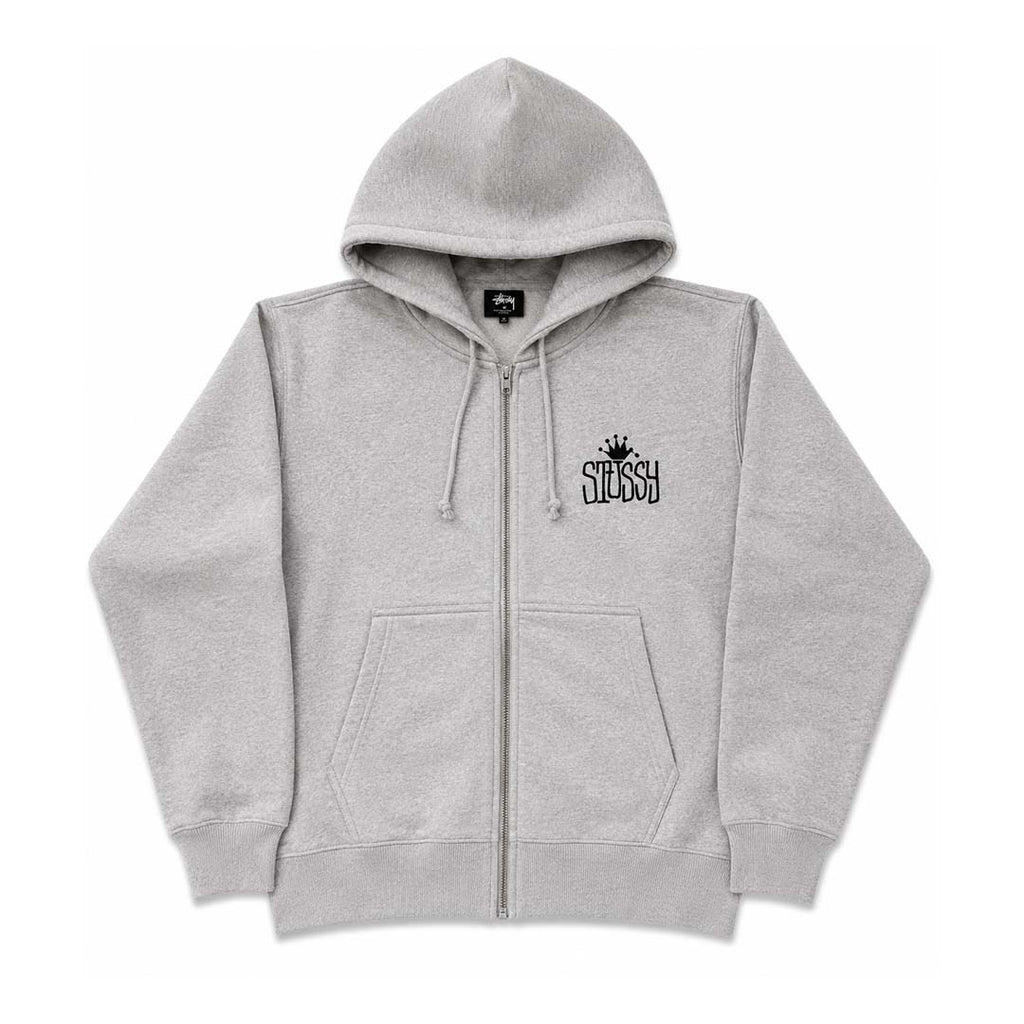 Stussy Ash Heather Grey Crown International Zip Up Hoodie by Stussy - NWAHYPE No.1 for streetwear Hoodies in USA