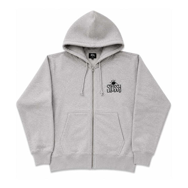Stussy Ash Heather Grey Crown International Zip Up Hoodie by Stussy - NWAHYPE No.1 for streetwear Hoodies in USA