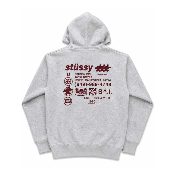 Stussy Ash Heather Grey Maroon Common Wealth Zip Up Hoodie by Stussy - NWAHYPE No.1 for streetwear Hoodies in USA