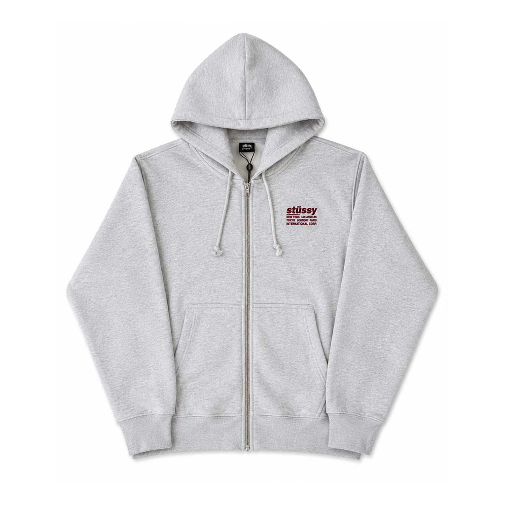 Stussy Ash Heather Grey Maroon Common Wealth Zip Up Hoodie by Stussy - NWAHYPE No.1 for streetwear Hoodies in USA
