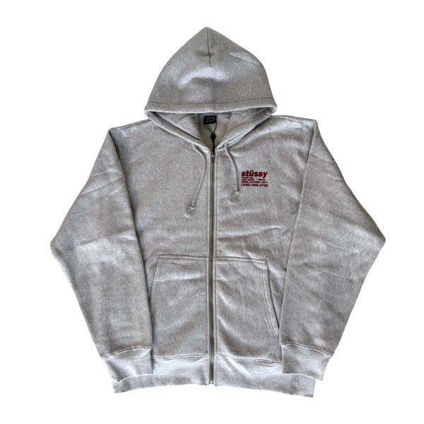 Stussy Ash Heather Grey Maroon Common Wealth Zip Up Hoodie by Stussy - NWAHYPE No.1 for streetwear Hoodies in USA
