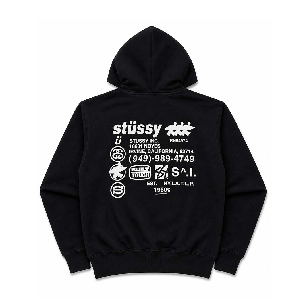 Stussy Black Common Wealth Zip Up Hoodie by Stussy - NWAHYPE No.1 for streetwear Hoodies in USA