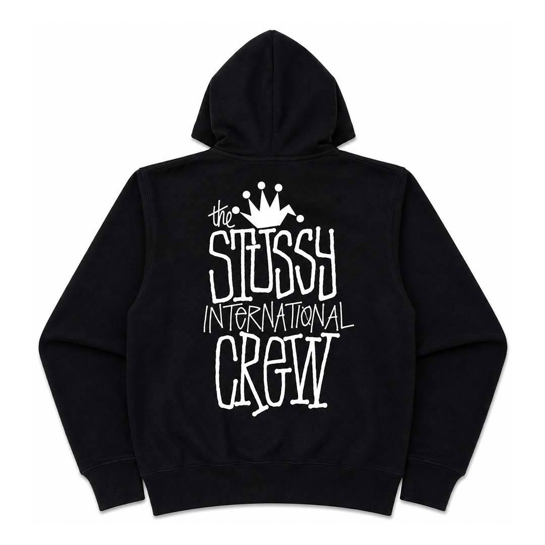 Stussy Black Crown International Zip Up Hoodie by Stussy - NWAHYPE No.1 for streetwear Hoodies in USA