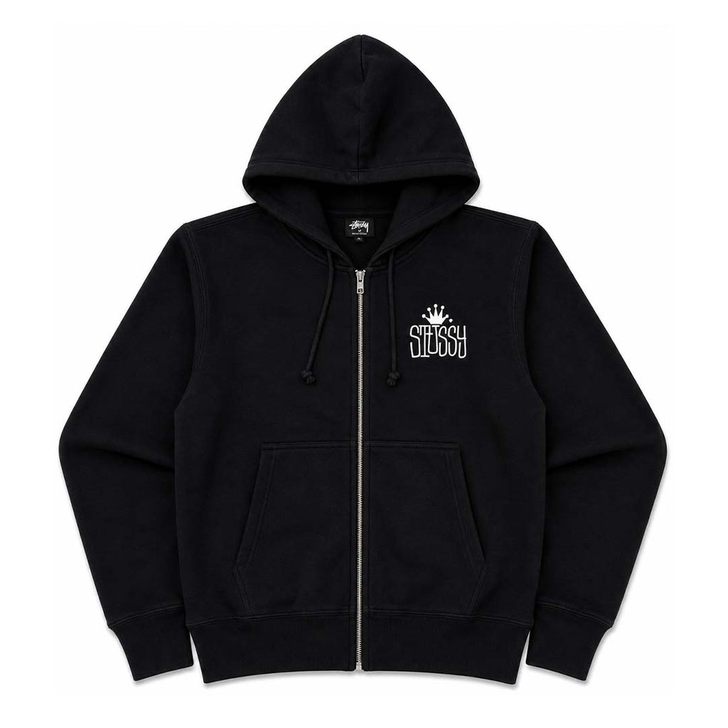 Stussy Black Crown International Zip Up Hoodie by Stussy - NWAHYPE No.1 for streetwear Hoodies in USA