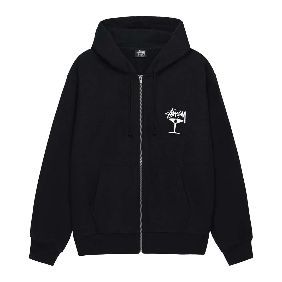 Stussy Martini Black Zip Up Hoodie by Stussy - NWAHYPE No.1 for streetwear Hoodies in USA
