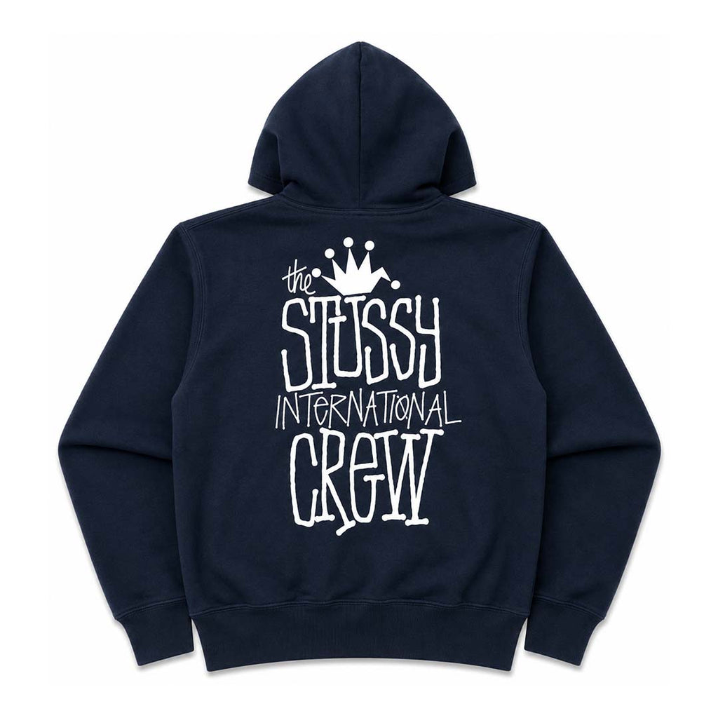 Stussy Navy Crown International Zip Up Hoodie by Stussy - NWAHYPE No.1 for streetwear Hoodies in USA