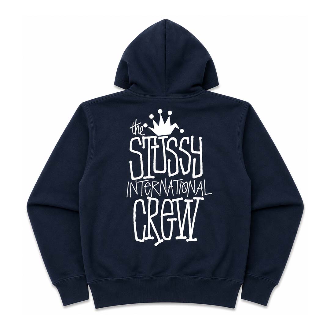 Stussy Navy Crown International Zip Up Hoodie by Stussy - NWAHYPE No.1 for streetwear Hoodies in USA