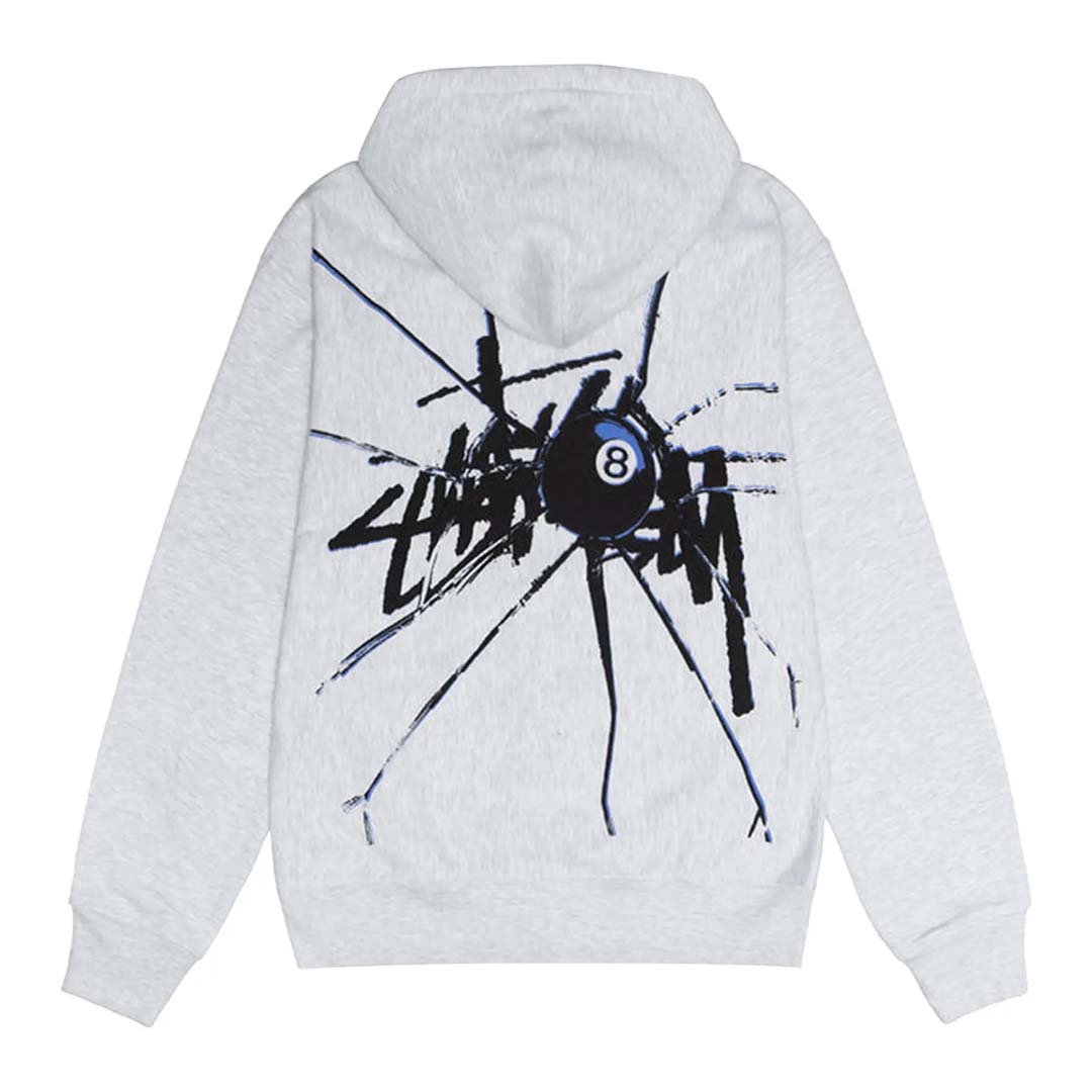 Stussy Shattered 8 Ball Ash Heather Grey Zip Up Hoodie by Stussy - NWAHYPE No.1 for streetwear Hoodies in USA