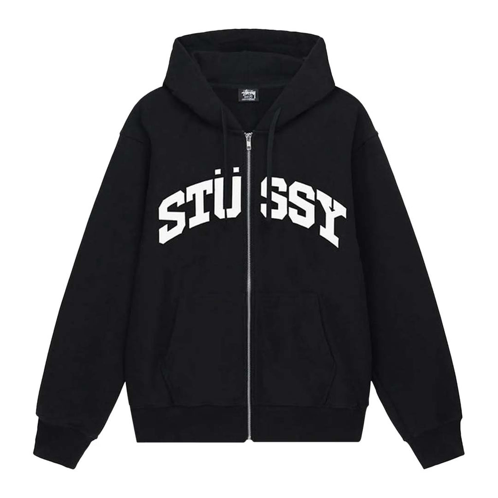 Stussy University Logo Black Zip Up Hoodie by Stussy - NWAHYPE No.1 for streetwear Hoodies in USA