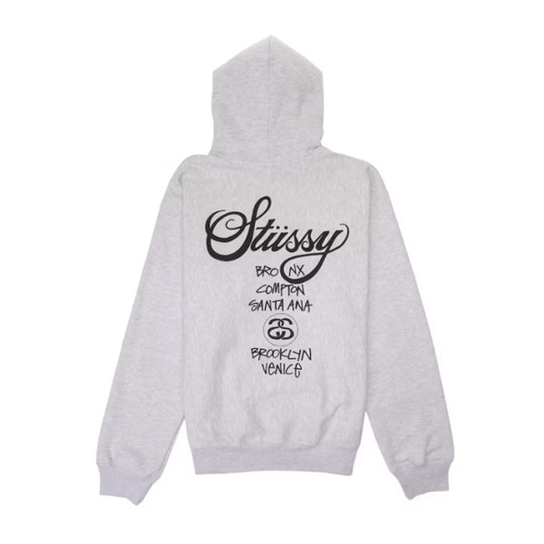 Stussy World Tour Hoodie Grey by Stussy - NWAHYPE No.1 for streetwear Hoodies in USA