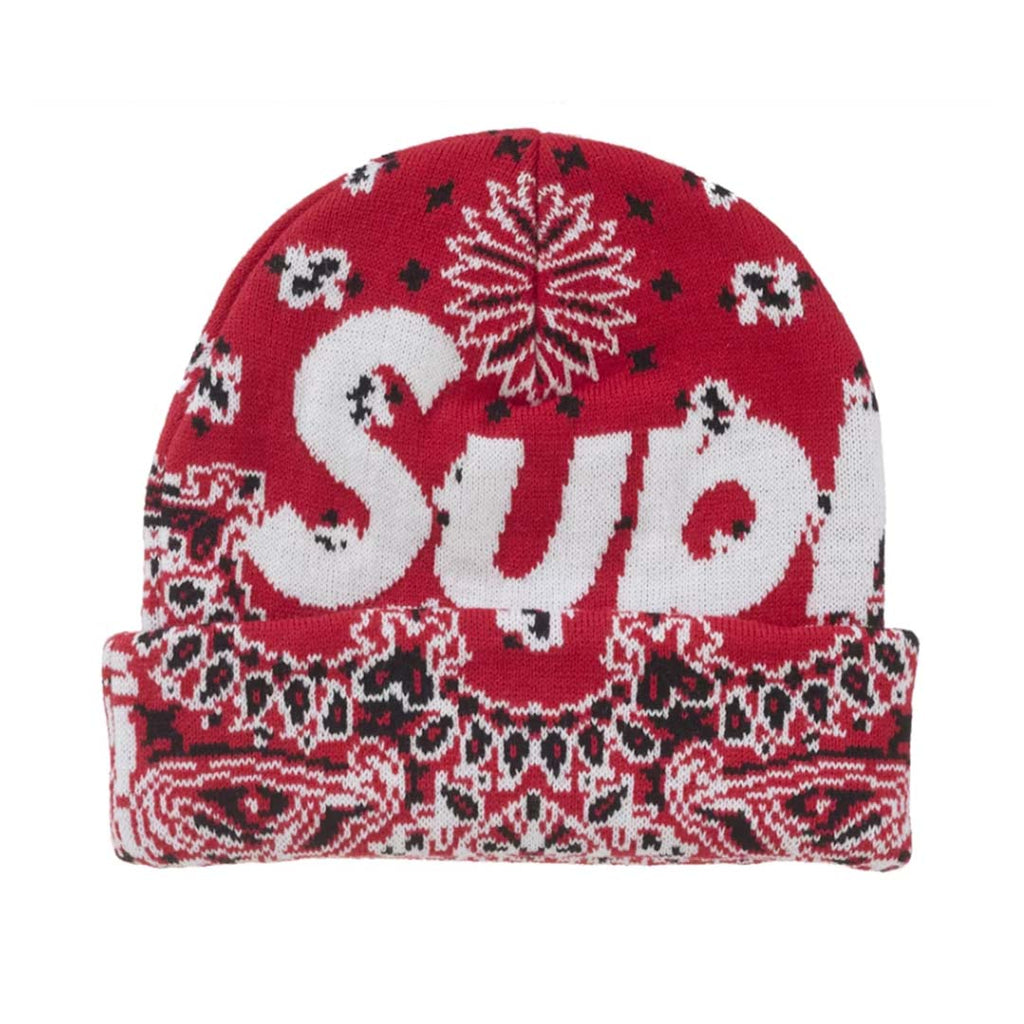 Supreme Bandana Big Logo Beanie Red by Supreme - NWAHype No.1 for streetwear Beanies in USA