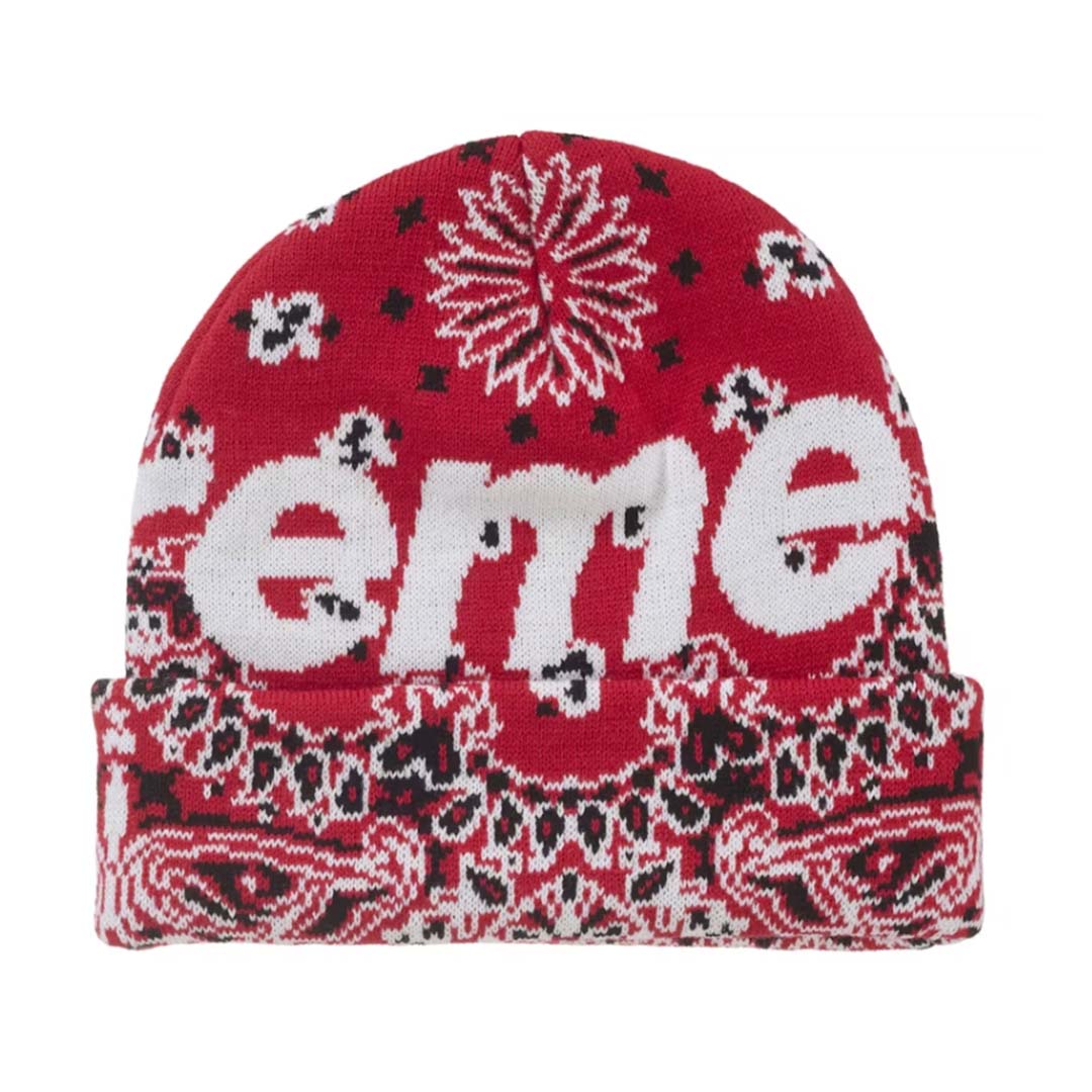 Supreme Bandana Big Logo Beanie Red by Supreme - NWAHype No.1 for streetwear Beanies in USA