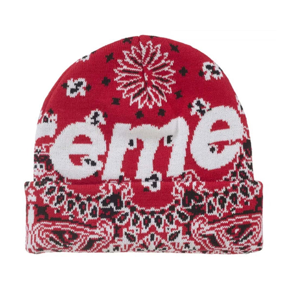 Supreme Bandana Big Logo Beanie Red by Supreme - NWAHype No.1 for streetwear Beanies in USA