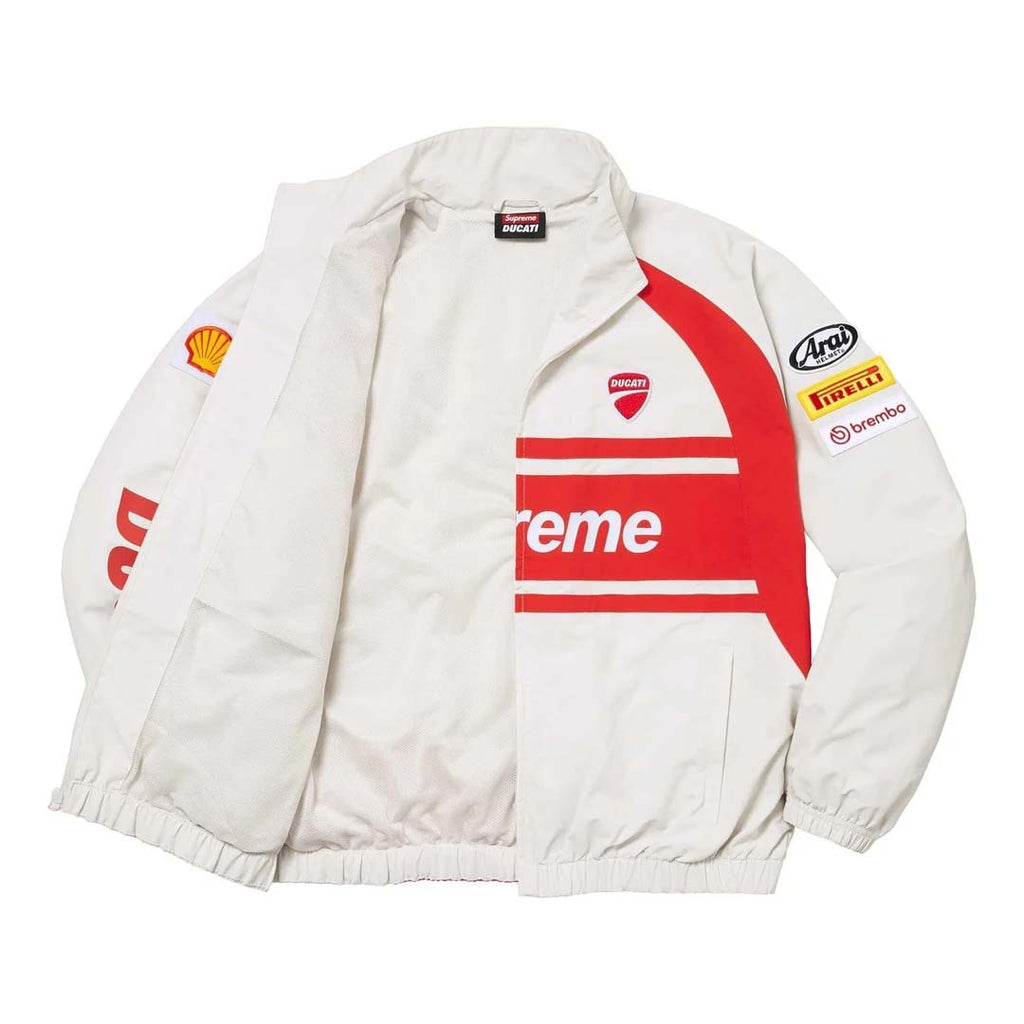 Supreme Ducati Track Jacket White Red by Supreme - NWAHYPE No.1 for streetwear Hoodies in USA
