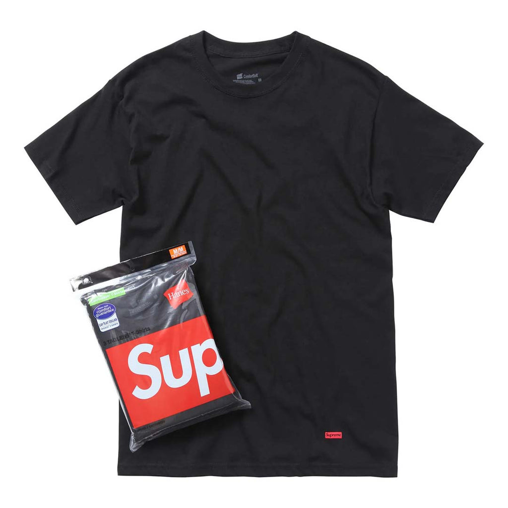 Supreme Hanes Black Tagless Tee by Supreme - NWAHYPE No.1 for streetwear T-Shirts in USA