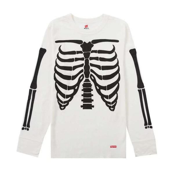 Supreme Hanes Bones Thermal Long Sleeve Tee White by Supreme - NWAHYPE No.1 for streetwear T-Shirts in USA