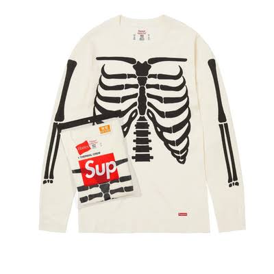 Supreme Hanes Bones Thermal Long Sleeve Tee White by Supreme - NWAHYPE No.1 for streetwear T-Shirts in USA
