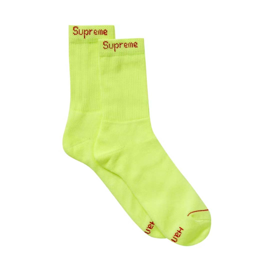 Supreme Hanes Crew Socks (4 Pack) Neon Green by Supreme - NWAHYPE No.1 for streetwear Accessories in USA