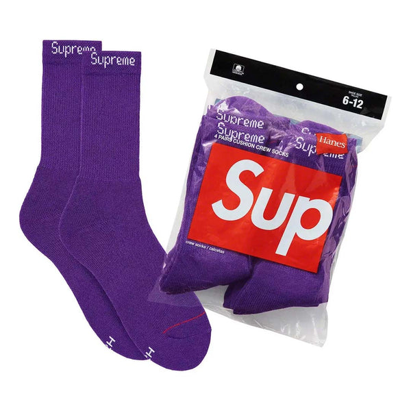 Supreme Hanes Crew Socks (4 Pack) Purple by Supreme - NWAHYPE No.1 for streetwear Accessories in USA