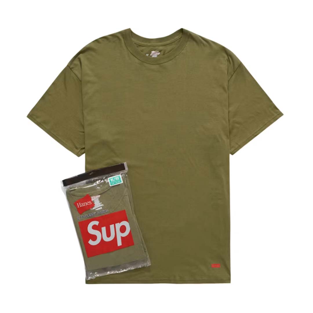 Supreme Hanes Olive Green Tagless Tee by Supreme - NWAHYPE No.1 for streetwear T-Shirts in USA