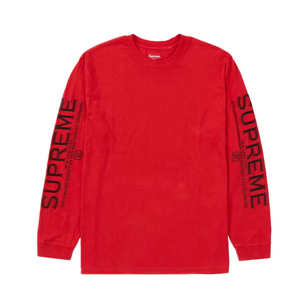 Supreme Intarsia Sleeve Long Sleeve Tee Red by Supreme - NWAHYPE No.1 for streetwear T-Shirts in USA
