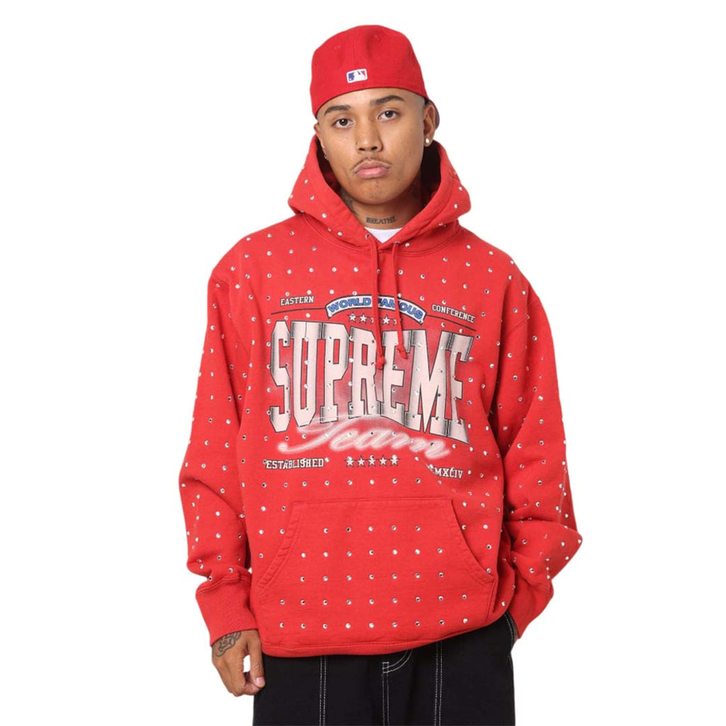 Supreme Rhinestone Hooded Sweatshirt Burnt Red by Supreme - NWAHYPE No.1 for streetwear Hoodies in USA