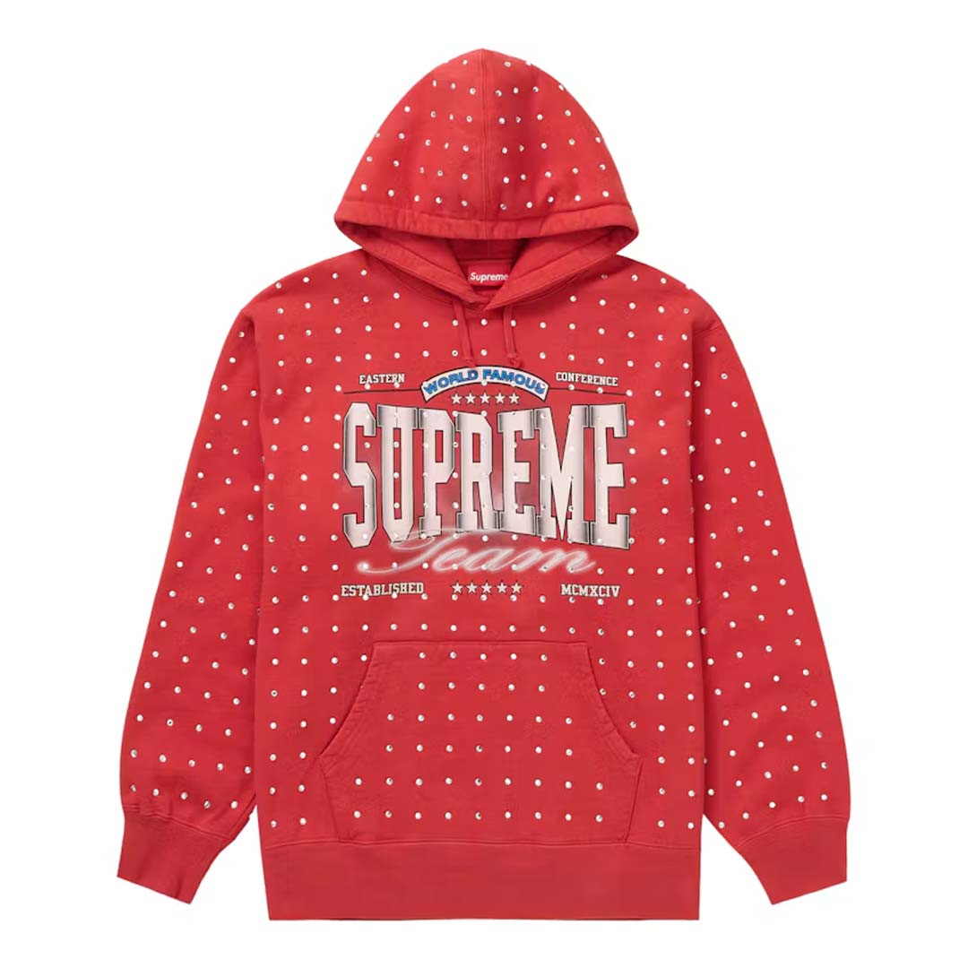 Supreme Rhinestone Hooded Sweatshirt Burnt Red by Supreme - NWAHYPE No.1 for streetwear Hoodies in USA