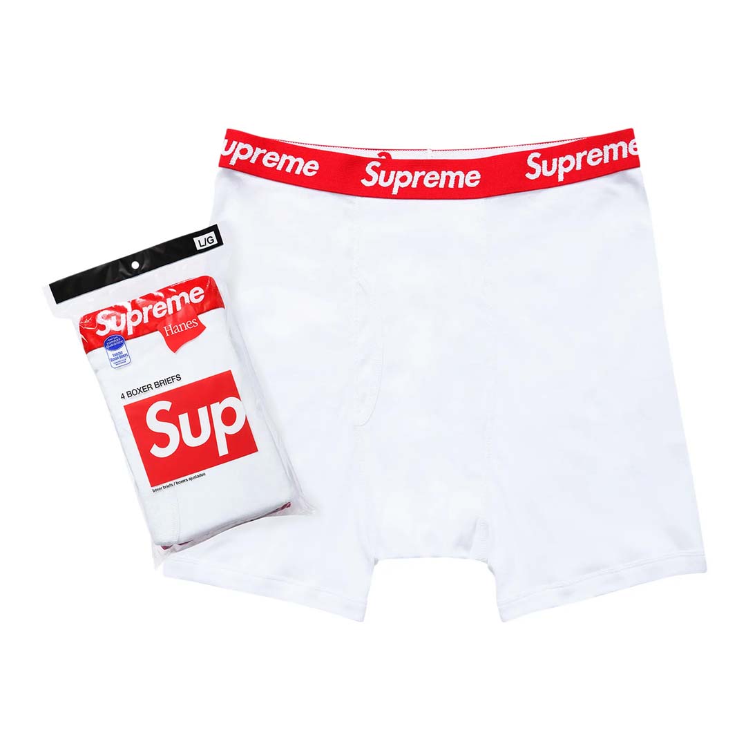 Supreme x Hanes Boxer Briefs (4 Pack) 'White' by Supreme - NWAHype No.1 for streetwear Accessories in USA