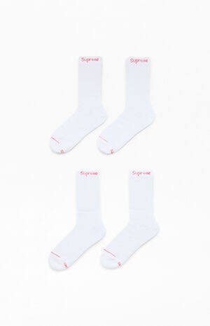 Supreme x Hanes Crew Socks (4 Pack) 'White' by Supreme - NWAHYPE No.1 for streetwear Accessories in USA